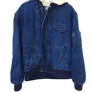 YSL Heavyweight Denim Sherpa Jacket with Hood